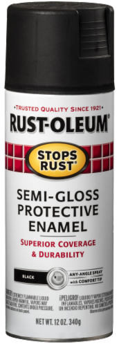 Rust-Oleum Stops Rust Semi-Gloss Black 12 Oz. Anti-Rust Spray Paint 7798830 Perspective: front