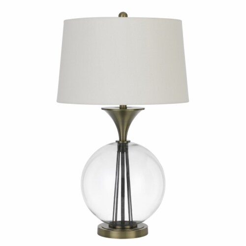 46 Inch Metal And Glass Globe Table Lamp, Dimmer, Brass Finish Saltoro Sherpi, 1 unit Fred Meyer