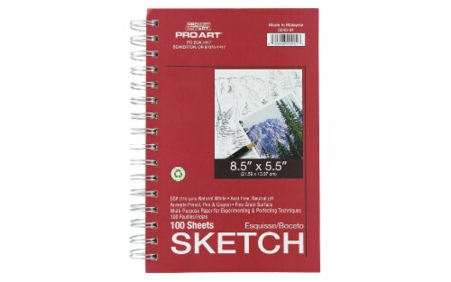 Pro Art Sketch Pad 8.5x5.5 60lb 100pc Side Wire Perspective: front