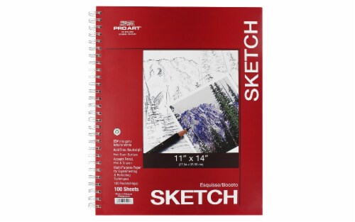 Pro Art Sketch Pad 14x11 60lb 100pc Side Wire Perspective: front