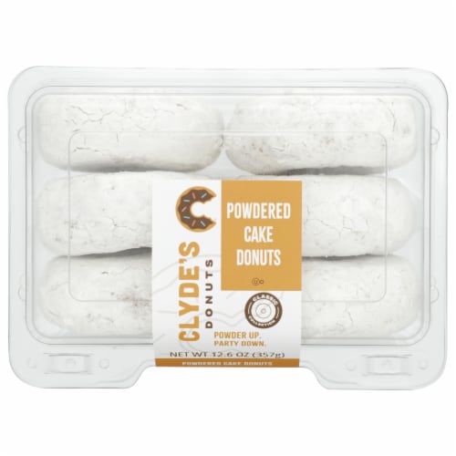 Clyde's Donuts® Classic Powdered Cake Donuts Perspective: front