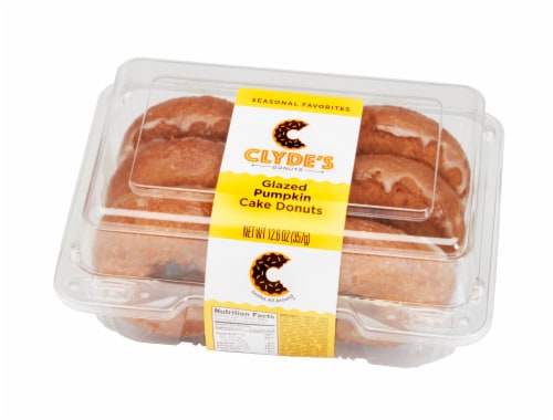 Clyde's Donuts® Glazed Pumpkin Cake Donuts Perspective: front