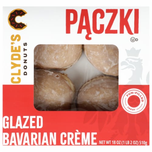 Clyde's Donuts Glazed Bavarian Paczki Perspective: front