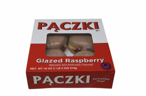 Clyde's Donuts Glazed Raspberry Paczki Perspective: front