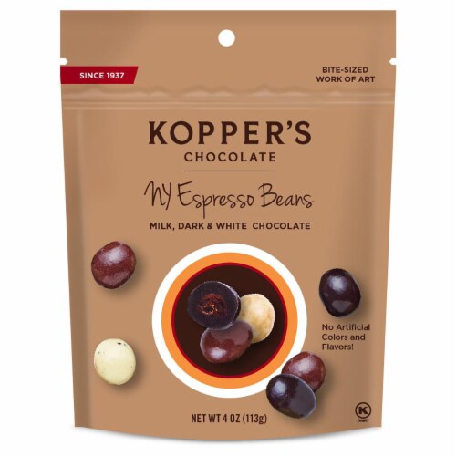 Kopper's Milk Dark & White Chocolate Covered NY Espresso Beans Perspective: front