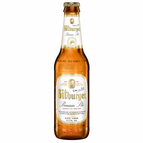 Bitburger® Pils Premium German Beer Perspective: front