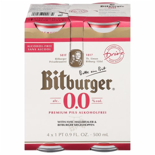 Bitburger® Non-Alcoholic Beer Cans Perspective: front
