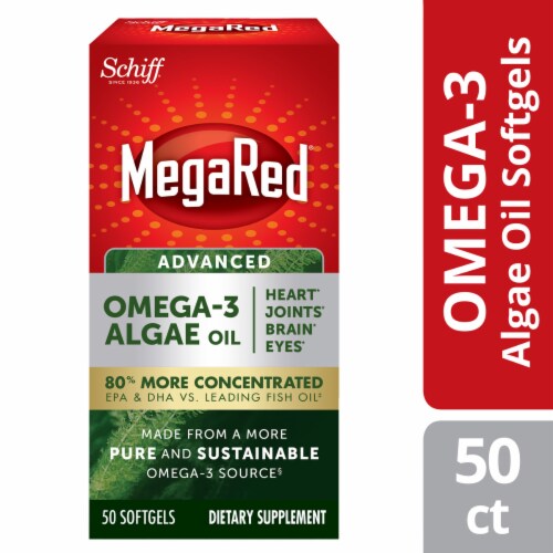 Schiff MegaRed Omega-3 Algae Oil Dietary Supplement Softgels Perspective: front