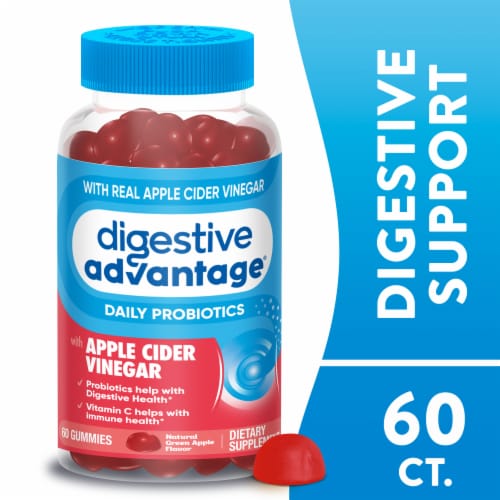 Digestive Advantage Daily Probiotics With Apple Cider Vinegar Gummies Perspective: front