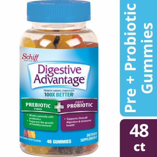 Digestive Advantage Prebiotic Fiber Plus Probiotic Digestive Health Gummies 48 Count Perspective: front