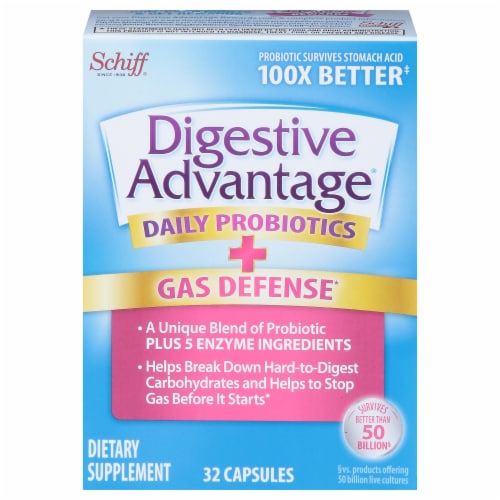 Schiff Digestive Advantage Fast Acting Enzymes & Daily Probiotic Capsules Perspective: front