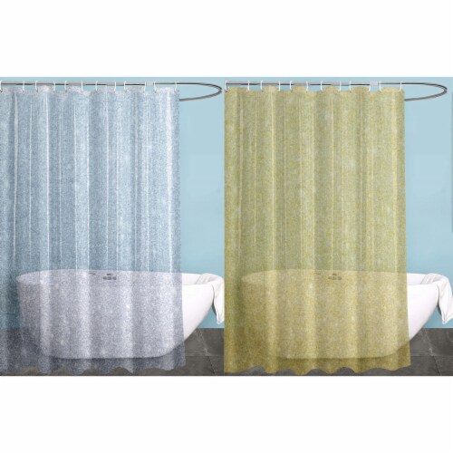 Multi-Pack Waterproof Glitter Transparent Bathroom Shower Curtain 2PK Gold Perspective: front