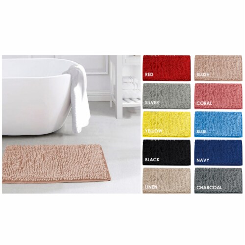 Slip-Resistant Shag Anna Chenille Soft Absorbent Bath Mat Bathroom