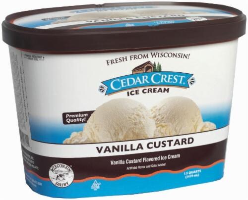 Cedar Crest Vanilla Custard Ice Cream Tub Perspective: front