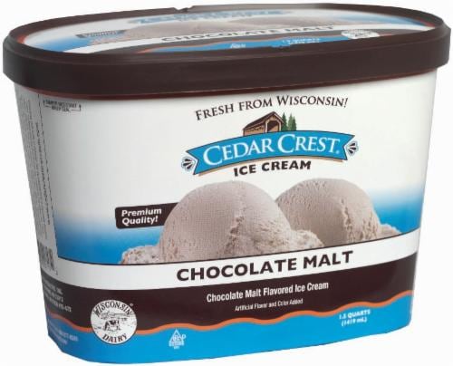 Cedar Crest Chocolate Malt Ice Cream Tub Perspective: front