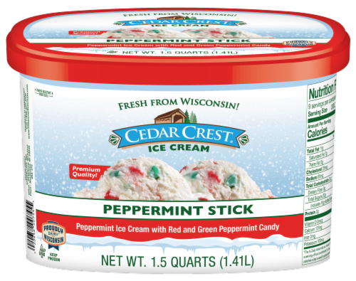Cedar Crest® Peppermint Stick Ice Cream Tub Perspective: front