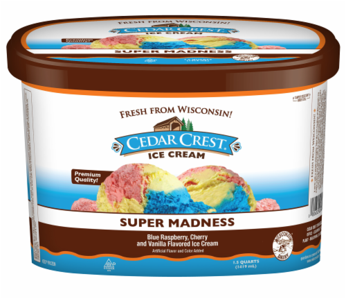 Cedar Crest Super Madness Ice Cream Tub Perspective: front