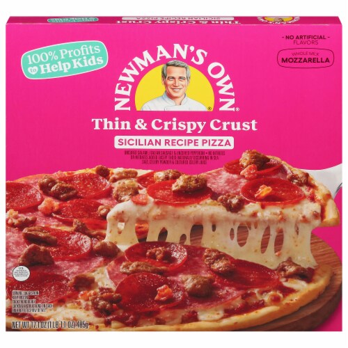 Newman's Own Sicilian Thin & Crispy Crust Frozen Pizza Perspective: front
