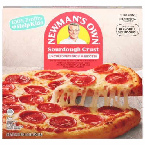 Newman's Own Uncured Pepperoni & Ricotta Sourdough Crust Frozen Pizza Perspective: front