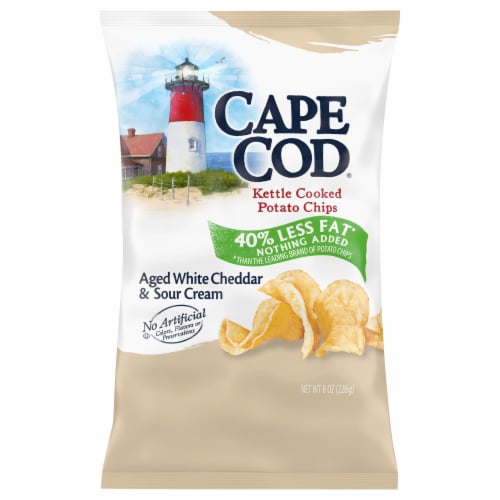 Cape Cod Reduced Fat Aged White Cheddar & Sour Cream Kettle Cooked Potato Chips Perspective: front