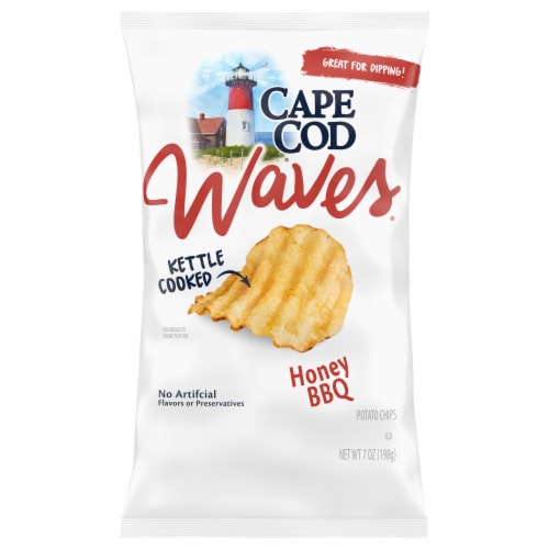 Cape Cod Waves Potato Chips Wavy Cut Honey BBQ Kettle Chips Perspective: front