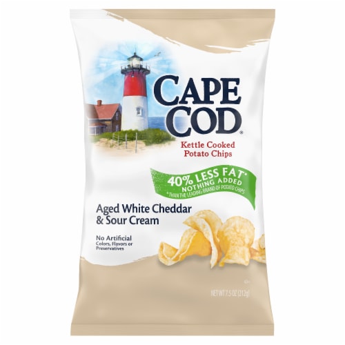Cape Cod Less Fat White Cheddar & Sour Cream Chips Perspective: front