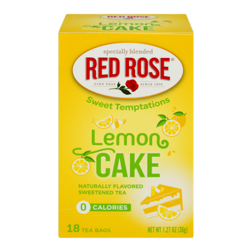 Red Rose Sweet Temptations Lemon Cake Flavored Tea Bags Perspective: front