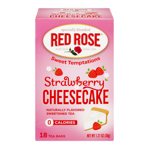 Red Rose Sweet Temptations Strawberry Cheesecake Flavored Tea Bags Perspective: front