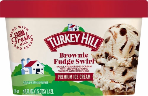 Turkey Hill® Brownie Fudge Swirl Ice Cream Tub Perspective: front