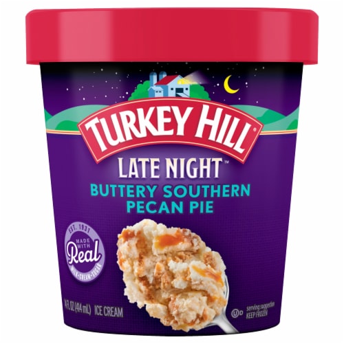 Turkey Hill® Late Night™ Buttery Southern Pecan Pie Ice Cream Pint Perspective: front