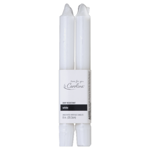 Carolina® Candle Company Heritage Tapered Candles - 2 pk - White Perspective: front