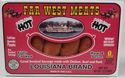 Far West Meats Smoked Louisiana Hot Links, 2.5 lb - Food 4 Less