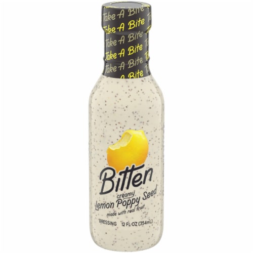 Bitten Creamy Lemon Poppy Seed Dressing with Real Fruit Perspective: front