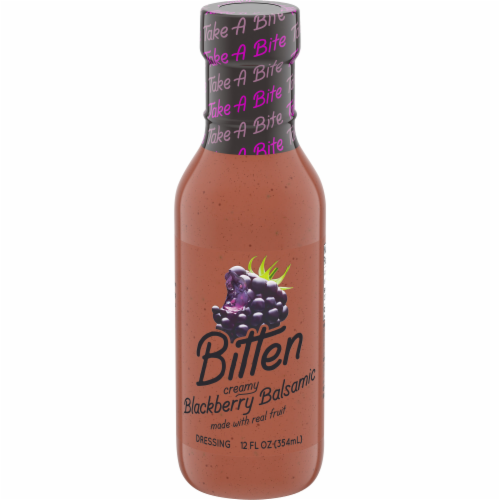 Bitten Creamy Blackberry Balsamic Dressing with Real Fruit Perspective: front