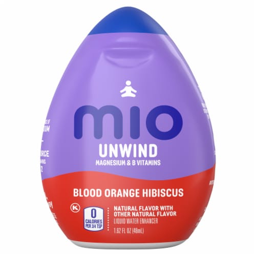 mio Unwind Blood Orange Hibiscus Liquid Water Enhancer with Magnesium & B Vitamins, Bottle Perspective: front
