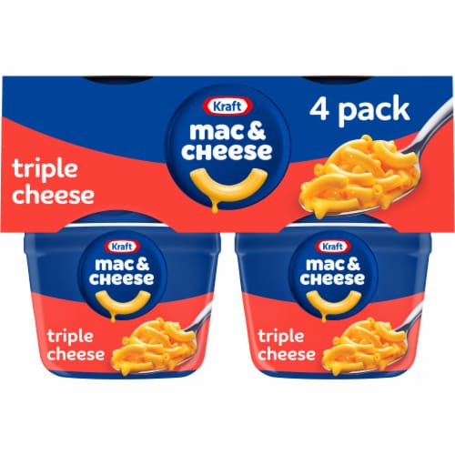 Kraft Triple Cheese Mac N Cheese Macaroni and Cheese Cups Dinner Perspective: front