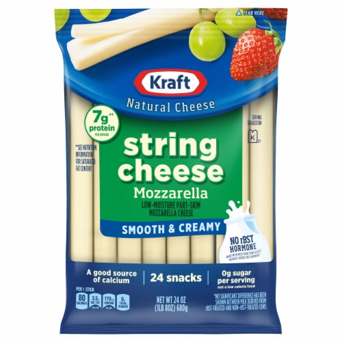 Kraft String Cheese Mozzarella Cheese Snacks Perspective: front