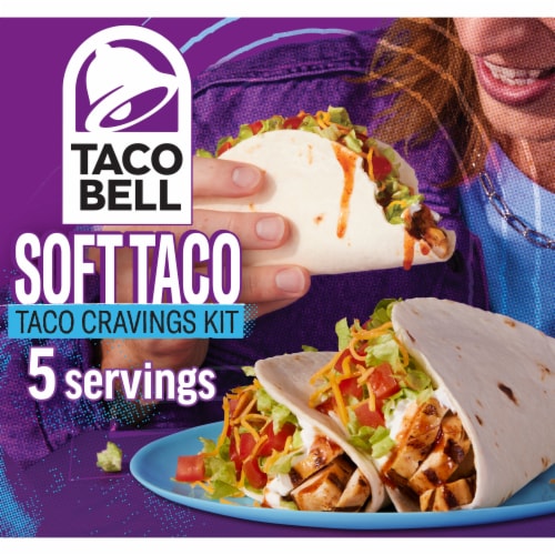 Taco Bell Soft Taco Dinner Kit with Ten Soft Tortillas Mild Sauce & Seasoning Perspective: front