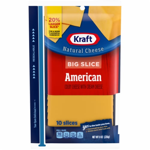 Kraft Big Slice American Cheese Slices with Colby Cheese & Cream Cheese Perspective: front