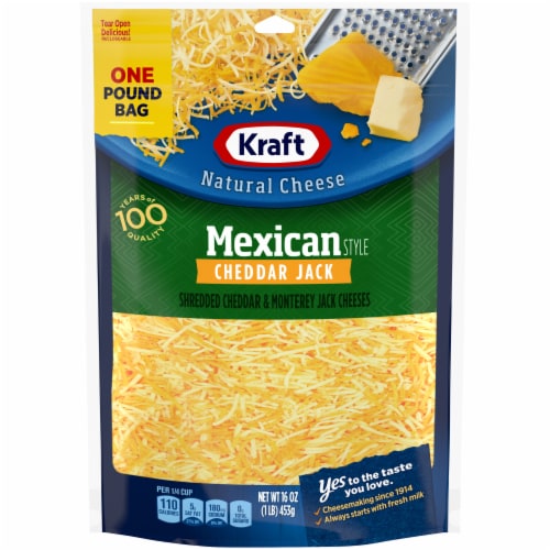 Kraft Mexican Style Cheddar Jack Shredded Cheese, 16 oz Bag Perspective: front