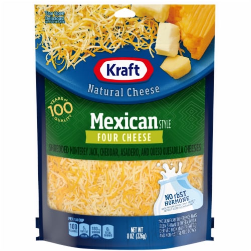 Kraft Mexican Style Four Cheese Blend Shredded Cheese Perspective: front