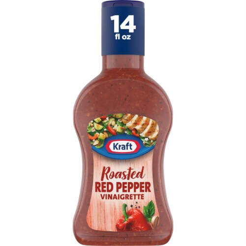 Kraft Roasted Red Pepper Vinaigrette Salad Dressing Perspective: front