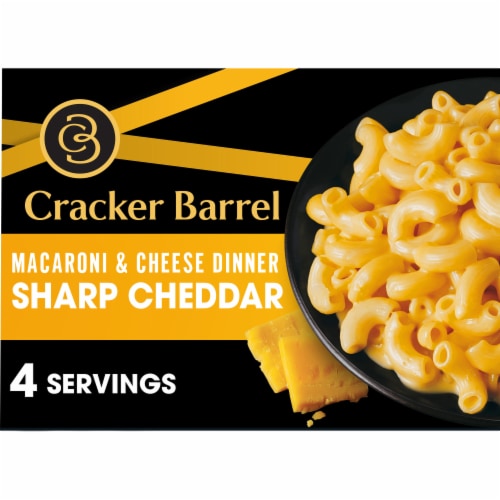 Cracker Barrel Sharp Cheddar Macaroni & Cheese Dinner, Box Perspective: front