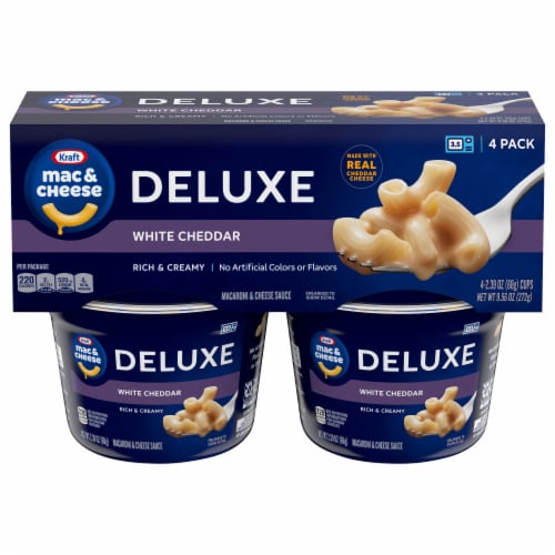 Kraft Deluxe White Cheddar Macaroni & Cheese Cups Pack Perspective: front