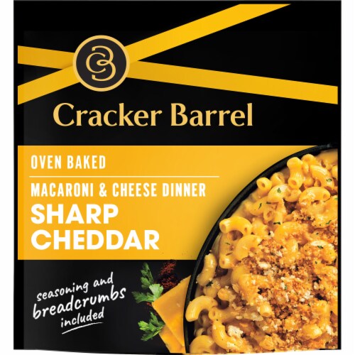Cracker Barrel Sharp Cheddar Oven Baked Macaroni & Cheese Dinner Perspective: front