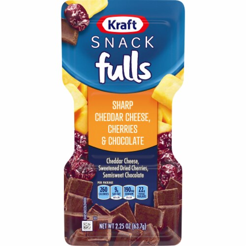 Kraft Trios Snackfulls Sharp Cheddar Cheese, Cherries & Chocolate Snack Pack Perspective: front