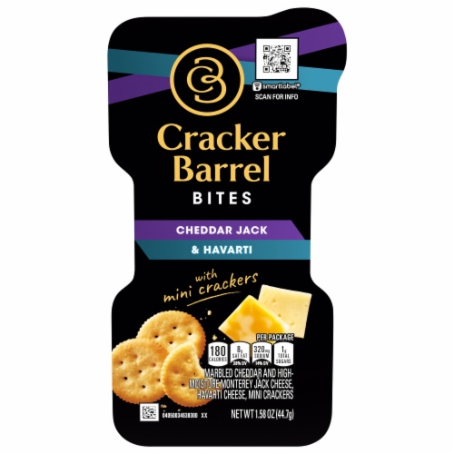Cracker Barrel Bites with Cheddar Jack & Havarti Cheese with Butter Crackers Perspective: front