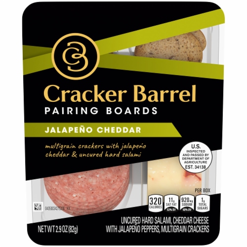Cracker Barrel Pairing Boards Jalapeno Cheddar and Uncured Hard Salami Perspective: front