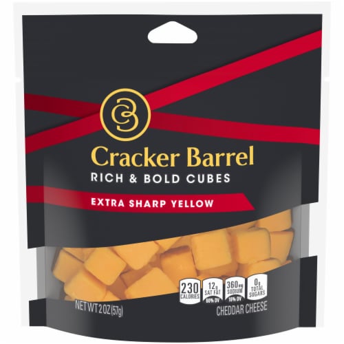Cracker Barrel Rich & Bold Extra Sharp Yellow Cheddar Cheese Cubes Perspective: front