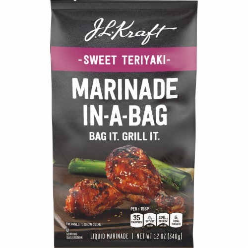 Kraft Marinade In-A-Bag Sweet Teriyaki Liquid Marinade Perspective: front